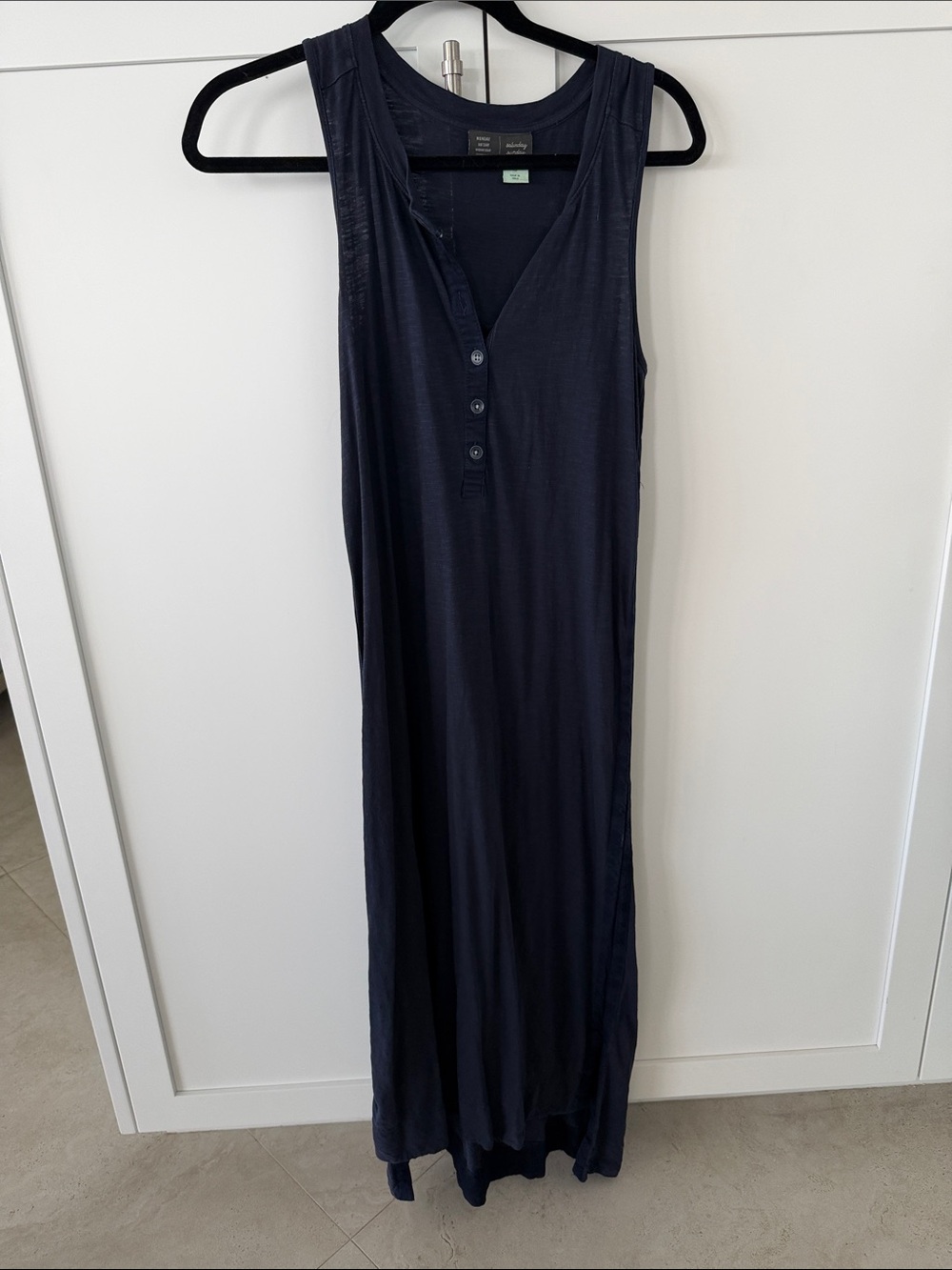 anthropologie navy maxi dress